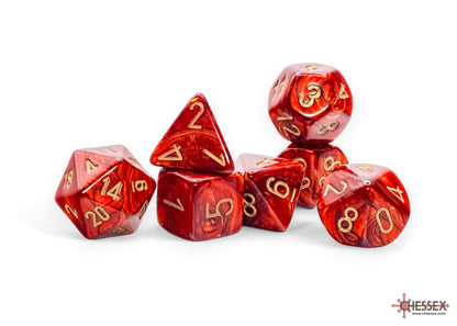 Chessex - Scarab® Mega-hedral™ Scarlet™/gold 7-Die Set
