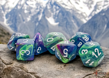 Chessex - Festive Mega-hedral™ Waterlily™/white 7-Die Set Polyhedral 7-Dice Set