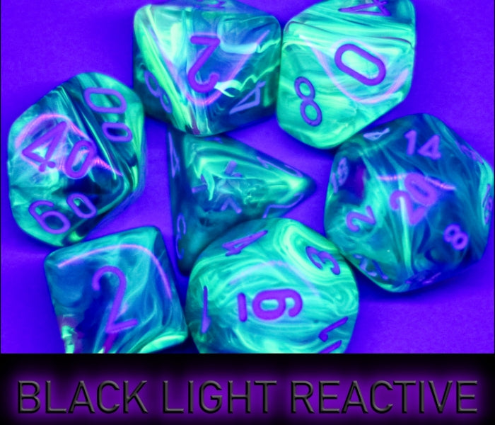 Chessex - Festive Mega-hedral™ Waterlily™/white 7-Die Set Polyhedral 7-Dice Set