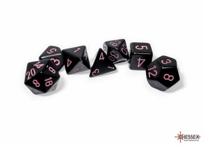 Chessex - Opaque Black/pink Polyhedral 7-Dice Set