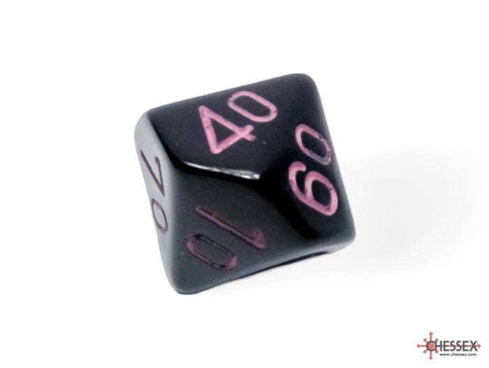 Chessex - Opaque Black/pink Polyhedral 7-Dice Set