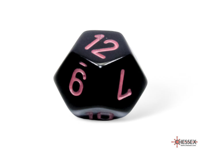 Chessex - Opaque Black/pink Polyhedral 7-Dice Set