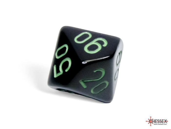 Chessex - Opaque Black/green Polyhedral 7-Dice Set