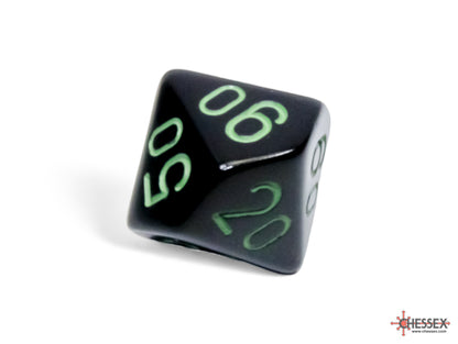 Chessex - Opaque Black/green Polyhedral 7-Dice Set