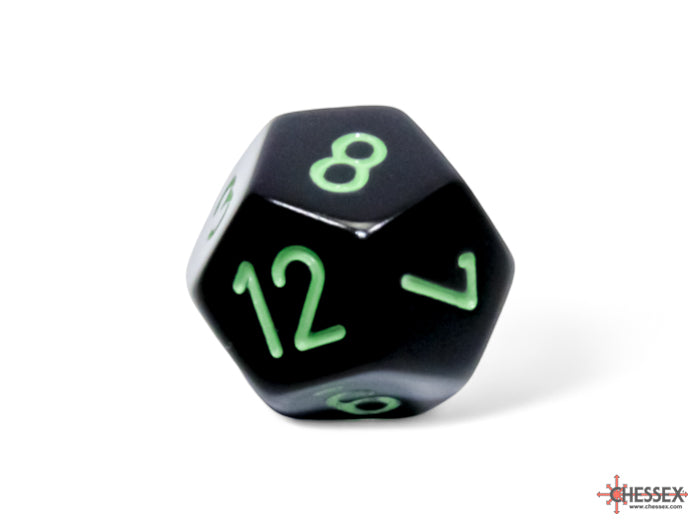 Chessex - Opaque Black/green Polyhedral 7-Dice Set