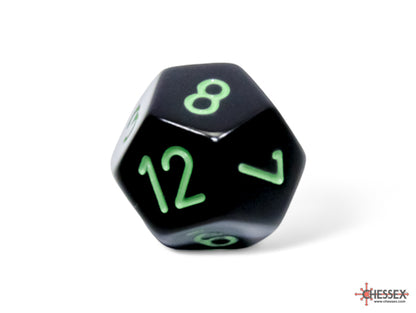Chessex - Opaque Black/green Polyhedral 7-Dice Set