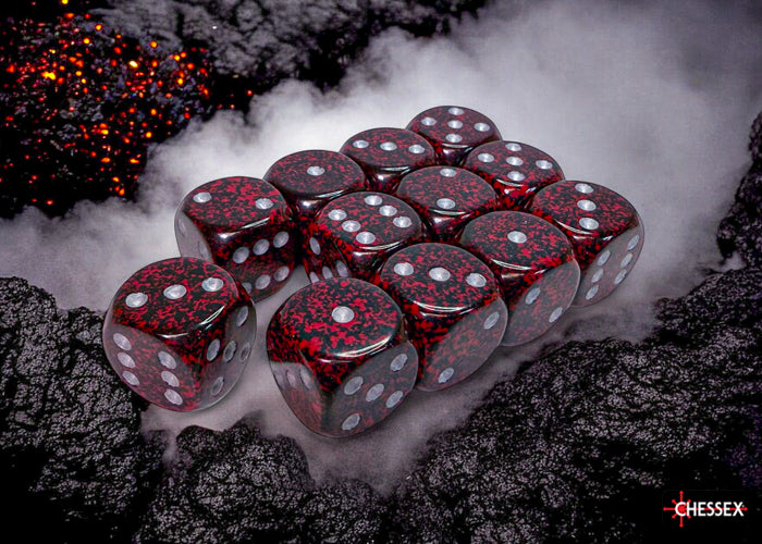 Chessex - Speckled Silver Volcano 16mm d6 Dice Block (12 dice)