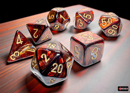 Chessex - Scarab Mega-hedral Blue Blood/gold 7-Die Set