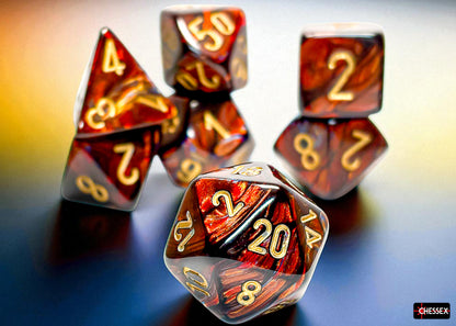 Chessex - Scarab Mega-hedral Blue Blood/gold 7-Die Set