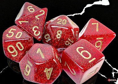 Chessex - Glitter Mega-hedral Ruby/gold 7-Die Set