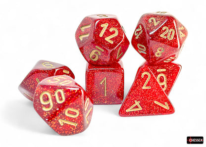 Chessex - Glitter Mega-hedral Ruby/gold 7-Die Set