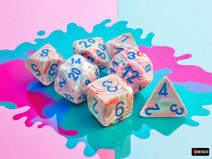 Chessex - Festive Mega-hedral Pop Art/blue 7-Die Set
