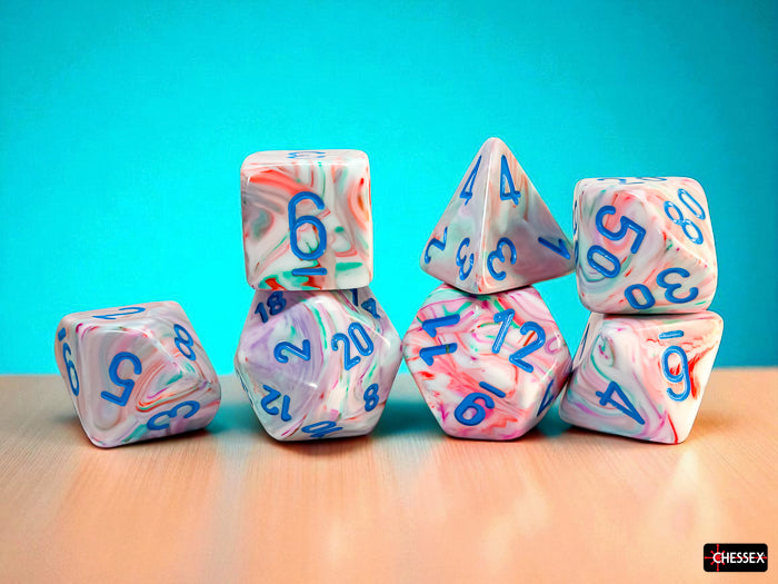 Chessex - Festive Mega-hedral Pop Art/blue 7-Die Set