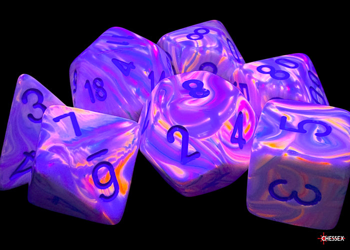 Chessex - Festive Mega-hedral Pop Art/blue 7-Die Set