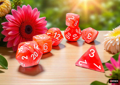 Chessex - Festive Mega-hedral Dahlia/white Luminary 7-Die Set