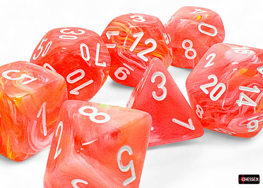 Chessex - Festive Mega-hedral Dahlia/white Luminary 7-Die Set