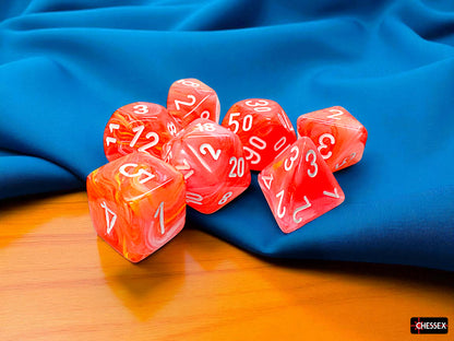 Chessex - Festive Mega-hedral Dahlia/white Luminary 7-Die Set