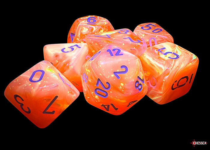 Chessex - Festive Mega-hedral Dahlia/white Luminary 7-Die Set