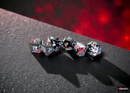 Chessex - Brush Dark Side/black w/ blue pips 7-Die Set Polyhedral Dice Set