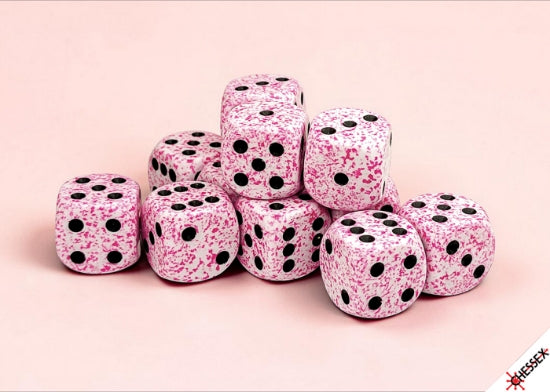 Chessex Speckled Pink 16mm d6 Dice Block (12 Dice)
