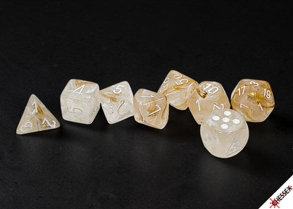 Chessex Lab Dice - Borealis Champagne/white Polyhedral 7-Dice Set (with bonus die)