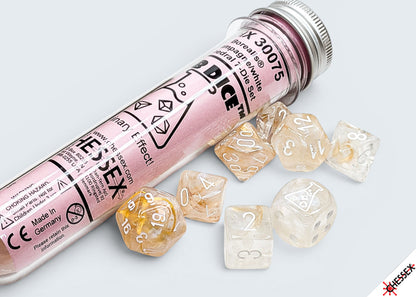 Chessex Lab Dice - Borealis Champagne/white Polyhedral 7-Dice Set (with bonus die)