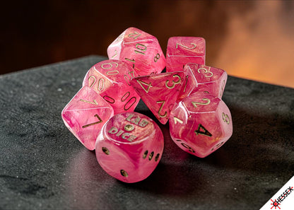Chessex Lab Dice - Shimmer Ignis/Gold Polyhedral 7-Dice Set (with bonus die)