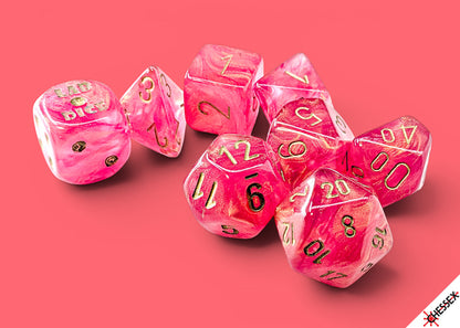 Chessex Lab Dice - Shimmer Ignis/Gold Polyhedral 7-Dice Set (with bonus die)