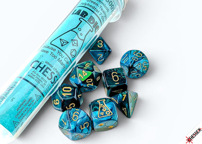 Chessex Lab Dice - Gemini Green-Teal/gold Polyhedral 7-Dice Set (with bonus die)