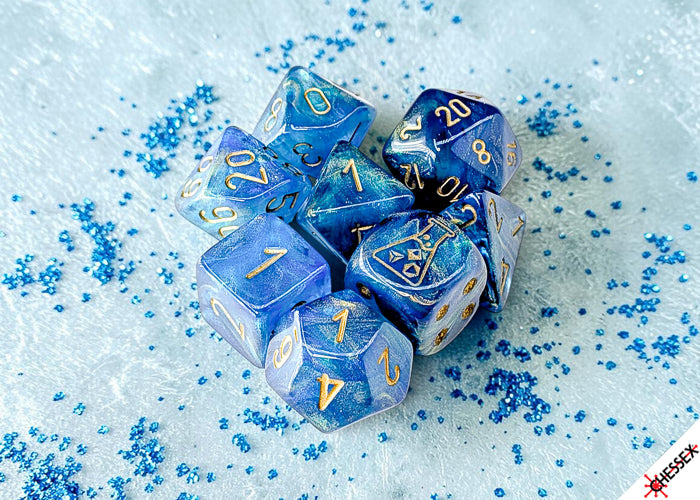Chessex Lab Dice - Shimmer Aqueos Polyhedral 7-Dice Set (with bonus die)