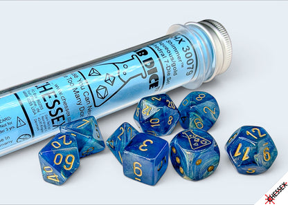 Chessex Lab Dice - Shimmer Aqueos Polyhedral 7-Dice Set (with bonus die)