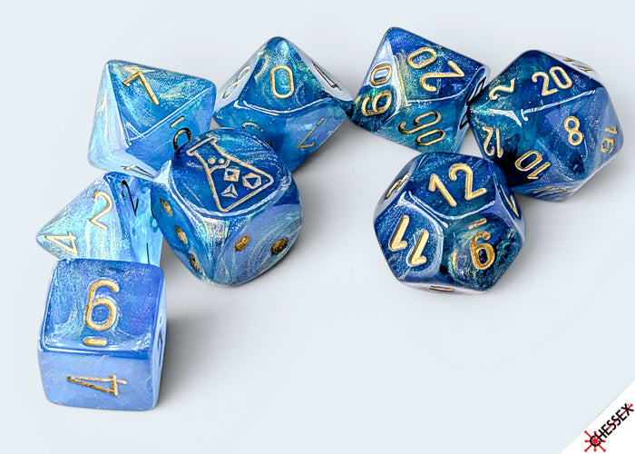 Chessex Lab Dice - Shimmer Aqueos Polyhedral 7-Dice Set (with bonus die)