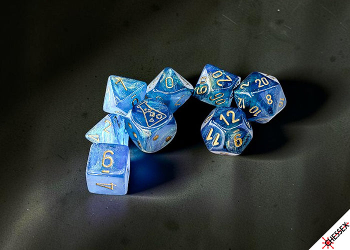 Chessex Lab Dice - Shimmer Aqueos Polyhedral 7-Dice Set (with bonus die)
