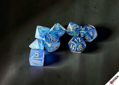 Chessex Lab Dice - Shimmer Aqueos Polyhedral 7-Dice Set (with bonus die)
