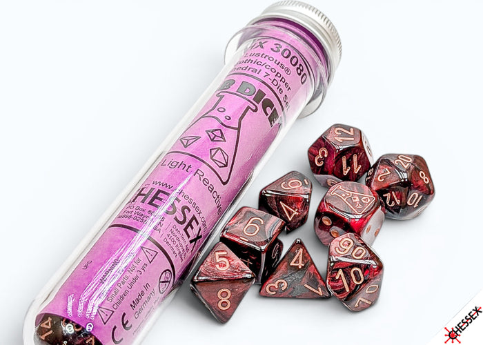 Chessex Lab Dice - Lustrous Gothic Polyhedral 7-Dice Set (with bonus die)
