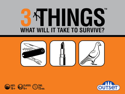 3 Things - What Will It Take to Survive? Party Game - Outset Media