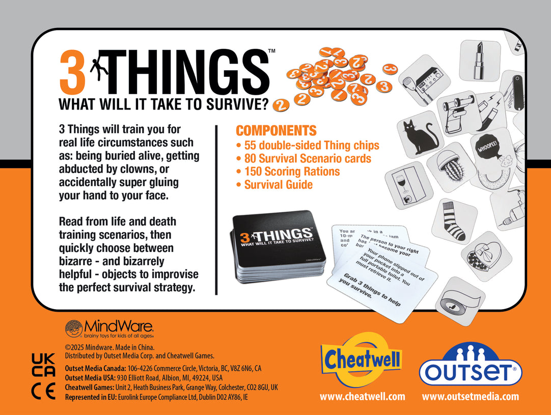3 Things - What Will It Take to Survive? Party Game - Outset Media