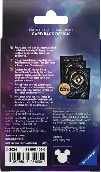Disney's Lorcana - Shimmering Skies - Cardback Lorcana Logo - 65 Card Sleeves - Ravensburger