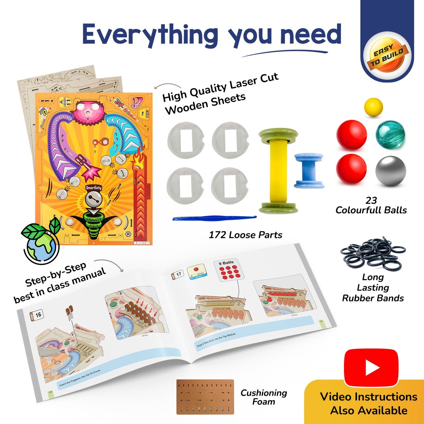 Smartivity Pinball Machine - Build-It-Yourself STEAM Kit - Smartivity