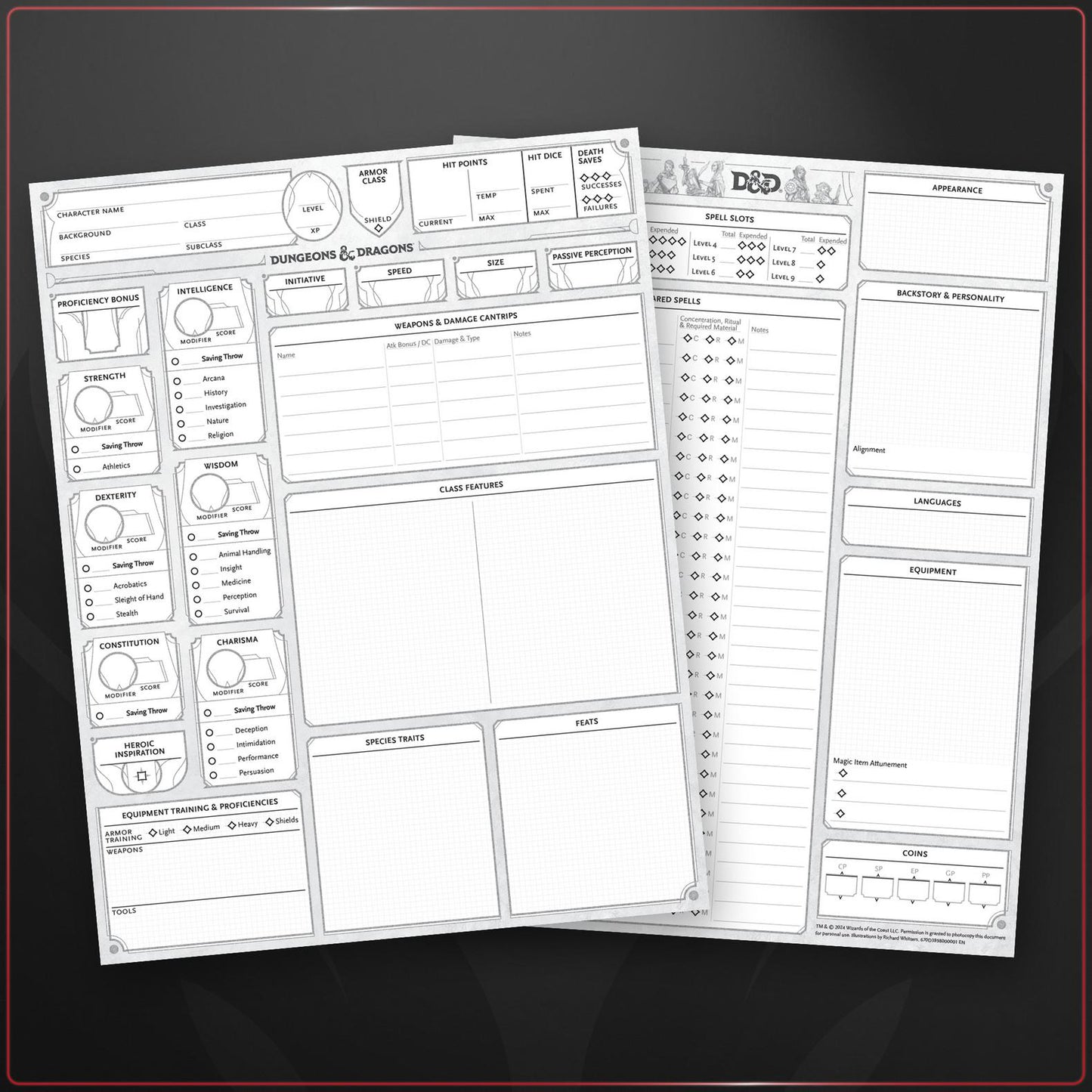 Dungeons & Dragons RPG: Player Character Sheets (2024)