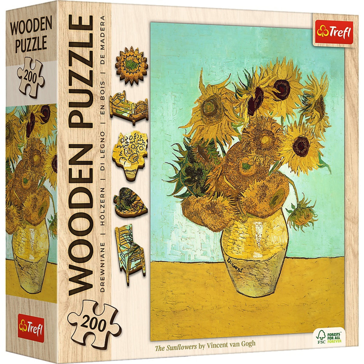 Wooden Puzzle: Vincent Van Gogh Sunflowers - 200 Piece