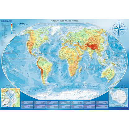 Puzzle: Large Physical Map of the World / Meridian - 4000 Piece (Trefl Red)