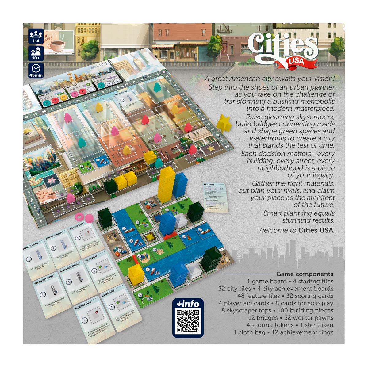 CITIES USA - Urban Planning board Game - Devir Games