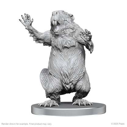 Pathfinder Battles - Unpainted Miniatures - Boggard Scout & Castoroides - Deep Cuts