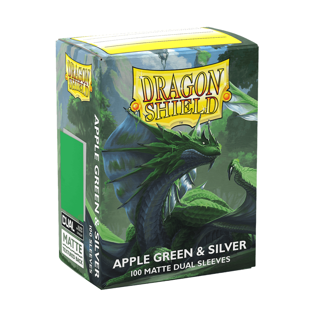 Dragon Shield Card Sleeves - 100 Count - Dual Matte: Apple Green and Silver