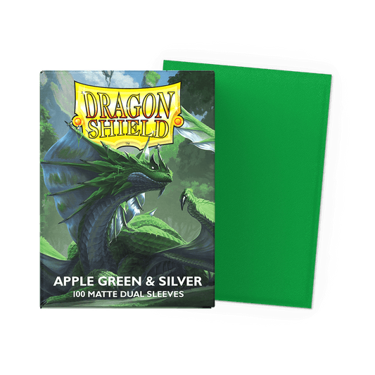 Dragon Shield Card Sleeves - 100 Count - Dual Matte: Apple Green and Silver
