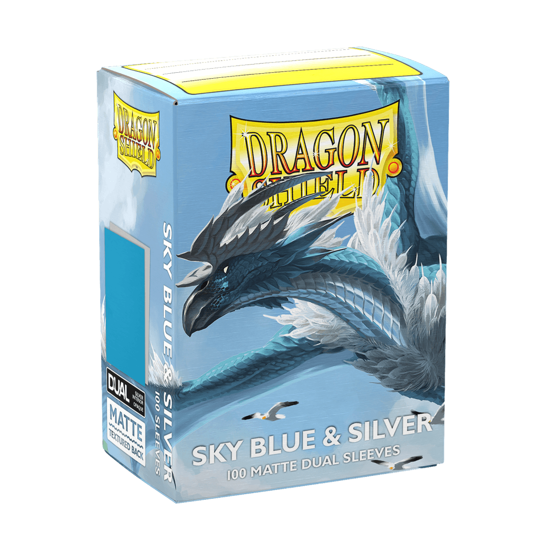 Dragon Shield Card Sleeves - 100 Count - Dual Matte: Sky Blue and Silver