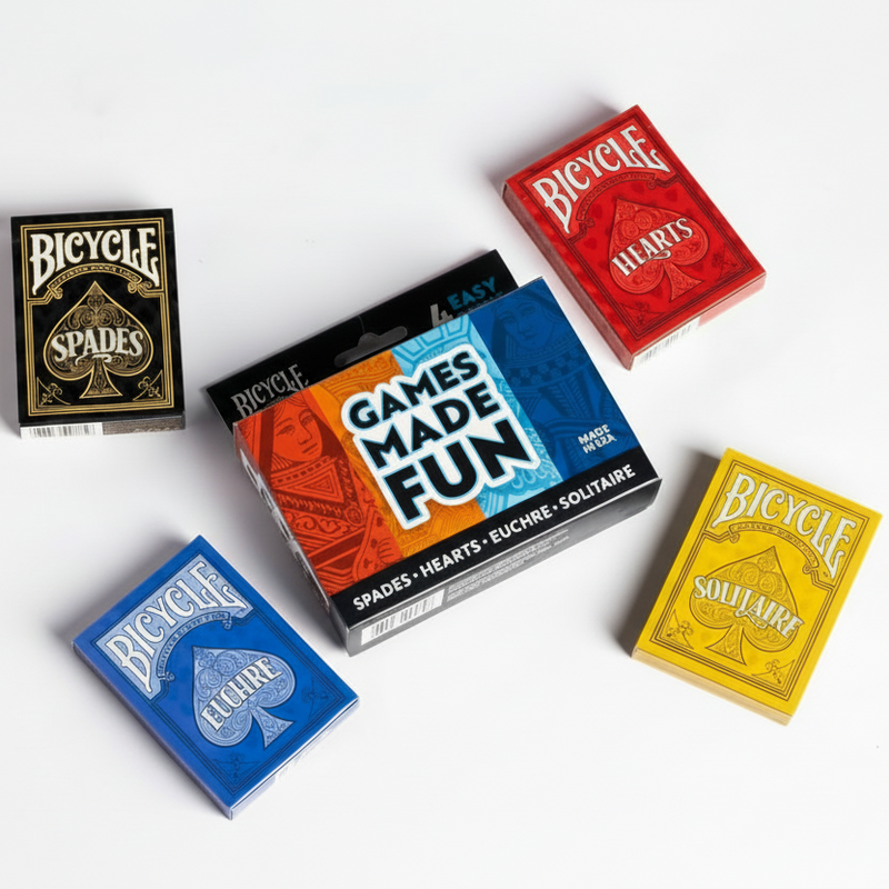 Bicycle: 4-Game Card Pack (Euchre, Hearts, Spades, Solitaire)