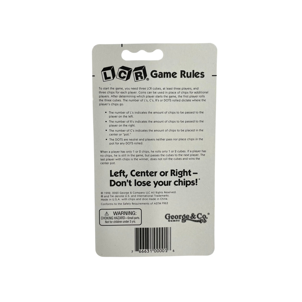LCR - Left Center Right - The original Dice Game - Blister Pack - George & Co.