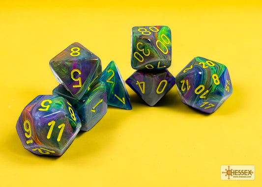 Chessex - Festive Rio/yellow Polyhedral 7-Dice Set